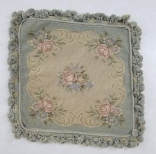 Vintage French Needlepoint Floral Tapestry 46x44cm
