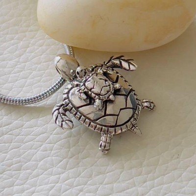 Baby Sea Turtle Pendant Sterling Silver 925   Handmade Ocean Totem Gift for Her