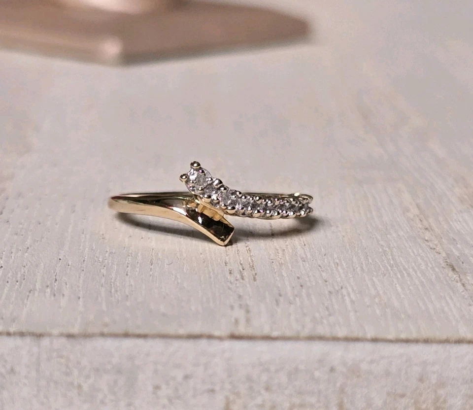 Kay Jewelers 10k Yellow gold journey Diamond wedding band enhancer guard ring - Image 3 of 4