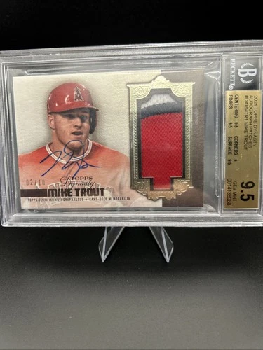 Mike Trout 2021 Topps Dynasty Auto 3 Color Patch 2/10 On Card Auto BGS 9.5
