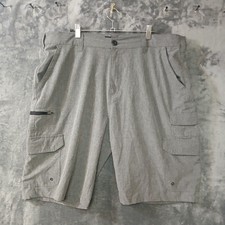 IRON CO CARGO SHORTS MENS 38 GRAY STRETCH POLYESTER SPANDEX LIGHTWEIGHT HIKING