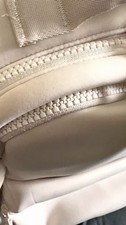 Women's Beige Solid Backpack Zip Closure Front Pocket, Adjustable Padded Straps
