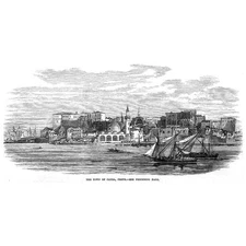 CRETE View of the Town of CANEA - Antique Print 1867