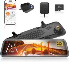 WOLFBOX G840S 12  Mirror Dash Cam 4K Rear View Mirror Dash Camera Front and Rear