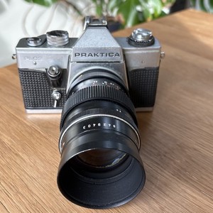Praktica PLC 3 SLR Film Camera & Pentacon 135mm Lens.