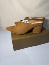 Perphy Chunky Heels Pointed Toe Slip on Slide Mules for Women Size 8