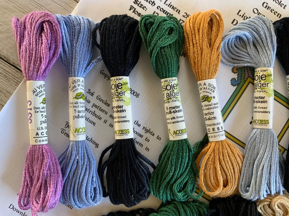 Lot of 14 Au Ver a Soie Soie d'Alger Cross Stitch Threads and Ink Circles - Image 3 of 4