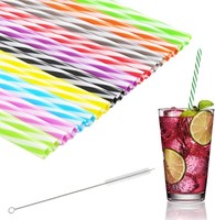 Strohhalme Plastik 23Cm 60 StüCk Wiederverwendbar Mit BüRste FüR Smoothies