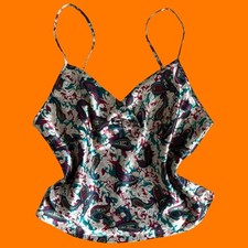 90's vintage paisley satin lingerie camisole tank top LARGE cinema etoile