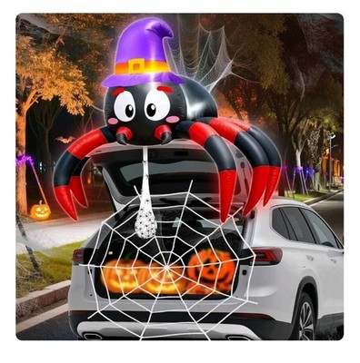 3 FT Halloween Inflatables Spider Trunk Or Treat Car Decorations Kit Built in LE