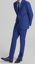 DKNY Men's Blue Plaid Modern-Fit Stretch Jacket Pants 2-Piece Suit Size 38R 31W