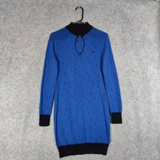 Fred Perry Amy Winehouse Dress Size UK 10 Blue Knit Card Suits Hearts Retro 60s