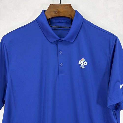 Nike Polo Shirt Mens Extra Large XL Blue Rio 2016 Olympics Golf Dri Fit Brazil