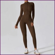 Women's Jumpsuits One-Piece Suit Zipper Long Sleeved Yoga Set Gym Push Up