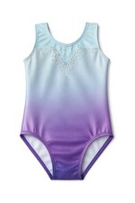 Girls Gymnastics Leotard Sz 8 Shiny Ombre Blue Purple Sequins Dance