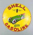 VINTAGE SHELL Green Streak GASOLINE MOTOR OIL  GAS PUMP STATION PORCELAIN SIGN