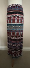 Monsoon Multicoloured Aztec Tribal Jersey Pull On Maxi Skirt Size M UK 12 14 VGC