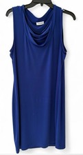 Calvin Klein Women’s Blue Sleeveless Draped Cowl Neck Mini Dress