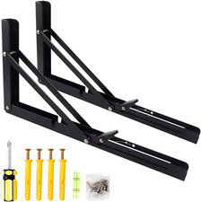 2PCS Folding Shelf Brackets,Heavy Duty Triangle Shelf Bracket for Bench Table,Wa