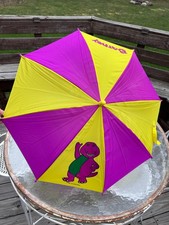 vintage y2k Barney the Dinosaur Lyons Group kid's umbrella 1992