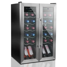 NutriChef 24 Bottle Wine Cooler Refrigerator with Air Tight Seal PKCWC24