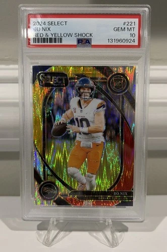 2024 Select Club Level Bo Nix Red Yellow Shock Rookie PSA 10 🔥🔥 Broncos