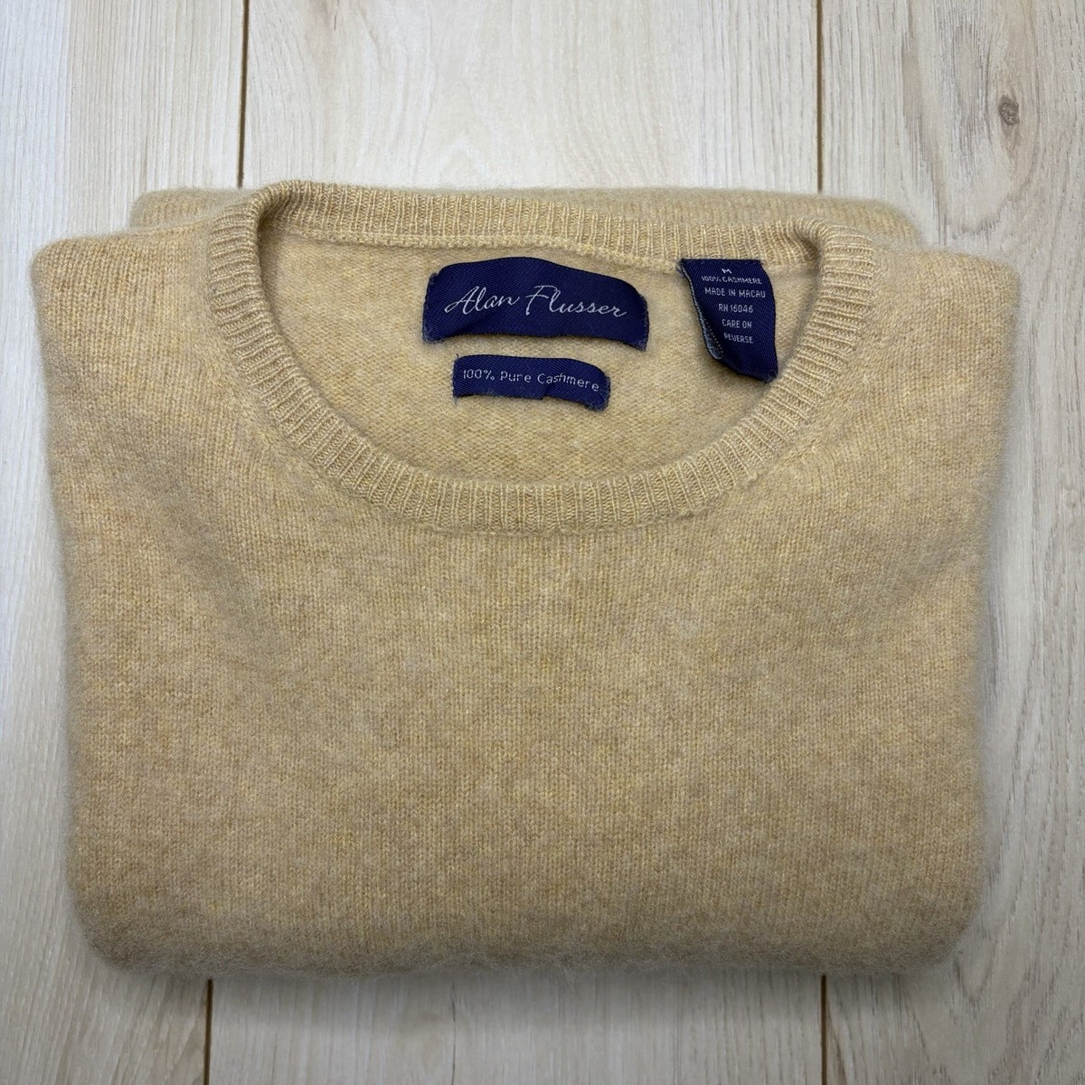 Alan Flusser Mens 100% Pure Cashmere Fuzzy Knit Sweater Medium 