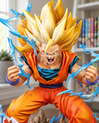 Dragon Ball Z Super Saiyan 3 Goku Figure 30cm 11.8in Lightning Anime Statue Gift