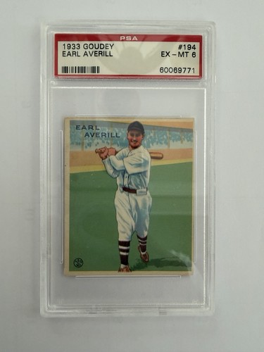 1933 Goudey Earl Averill # 194 PSA 6 (EX-MT)