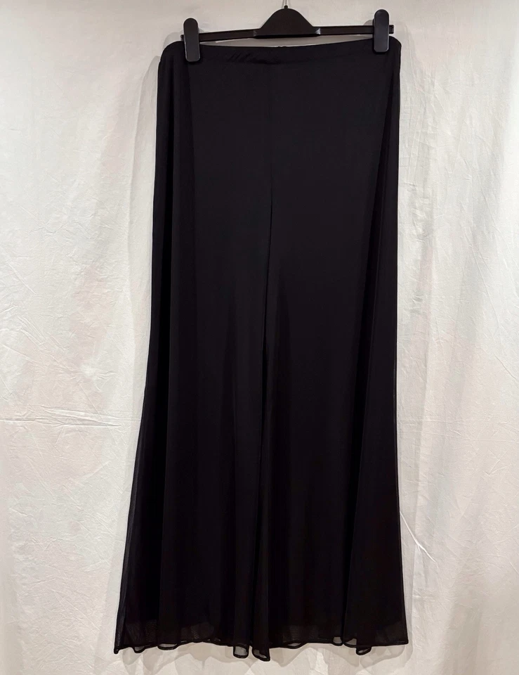 Coco Bianco Size XL (34” Waist) Black Chiffon Effect Extra Wide Leg Trousers - Image 2 of 4