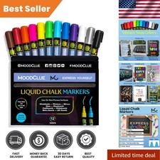 12-Pack Multicolored Liquid Chalk Markers for Glass and Whiteboards - Easy Clean