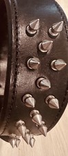 Amish Made Genuine Leather Spike Dog Collar, XL, Black, EXTREMELY WELL HAND MADE