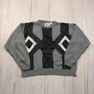Vintage Wayne Scott Pullover Herren Geometrisch Rauten Patchwork Strick Coogie Style 80er
