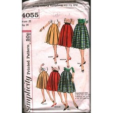 Vintage Simplicity 4055 Proportioned Skirt Sewing Pattern Waist 25 Hip 34 1950s