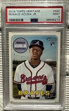 2018 Topps Heritage Ronald Acuna Jr #580 Rookie Card RC PSA 9 Braves. rookie card picture