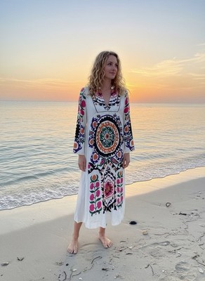 ba&sh Bash 'Victoria' Floral Printed Long Sleeve Midi Dress-Size XS