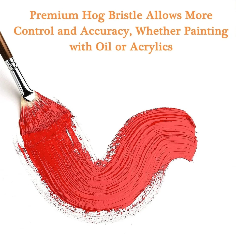 Fuumuui Professional Oil Paint Brush Set, 11Pcs Superior Hog Bristle Paint Brush - image 3 of 4