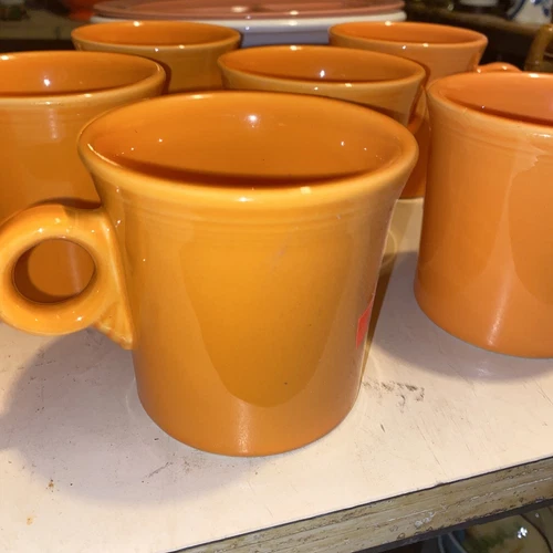 SET 6  Orange Tangerine  Coffee Tea Mugs -FIESTAWARE Fiesta