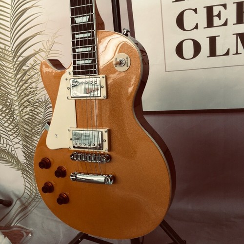 Chitarra elettrica personalizzata LP sinistra oro ABR ponte palissandro tastiera HH pickup - Foto 3 di 5