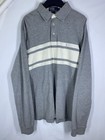 VTG Polo Ralph Lauren Rugby Polo Mens Large Gray Striped Long Sleeve Pony Shirt