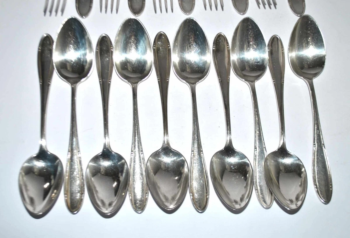 DEETJEN Lot 20 couverts moderniste 10 fourchette + 10 cuillère en Métal argenté
