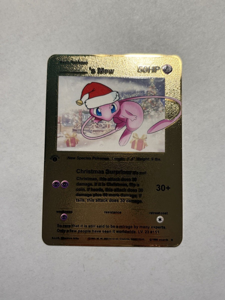 Christmas Surprise Mew Customizable Gold Metal Card Fan Art Collectible | eBay Christmas Surprise Mew Customizable Gold Metal Card Fan Art Collectible | eBay