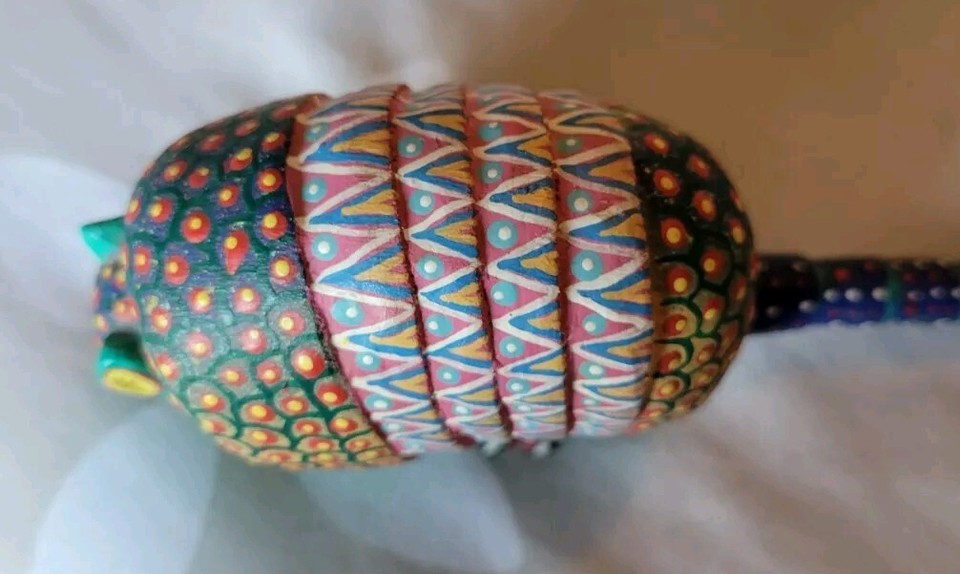 Elvis Castillo Oaxaca Mexico Handpainted Wood Armadillo eBay