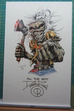 DEREK RIGGS Autographed 11"x17" Colour "Killers" Eddie Print. Iron Maiden