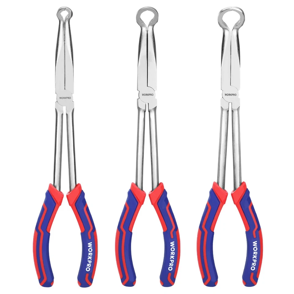 WORKPRO 3 Piece Long Reach Hose Grip Pliers Set 11''Ring Nose Hose Gripper Plier - Image 3 of 4