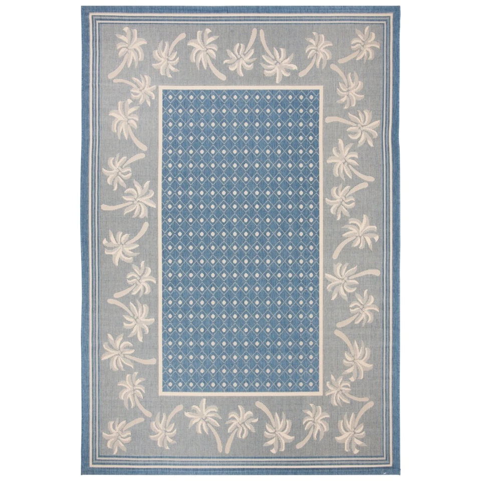 SAFAVIEH Indoor Outdoor CY5148C Courtyard Blue / Ivory Rug - Image 2 of 4