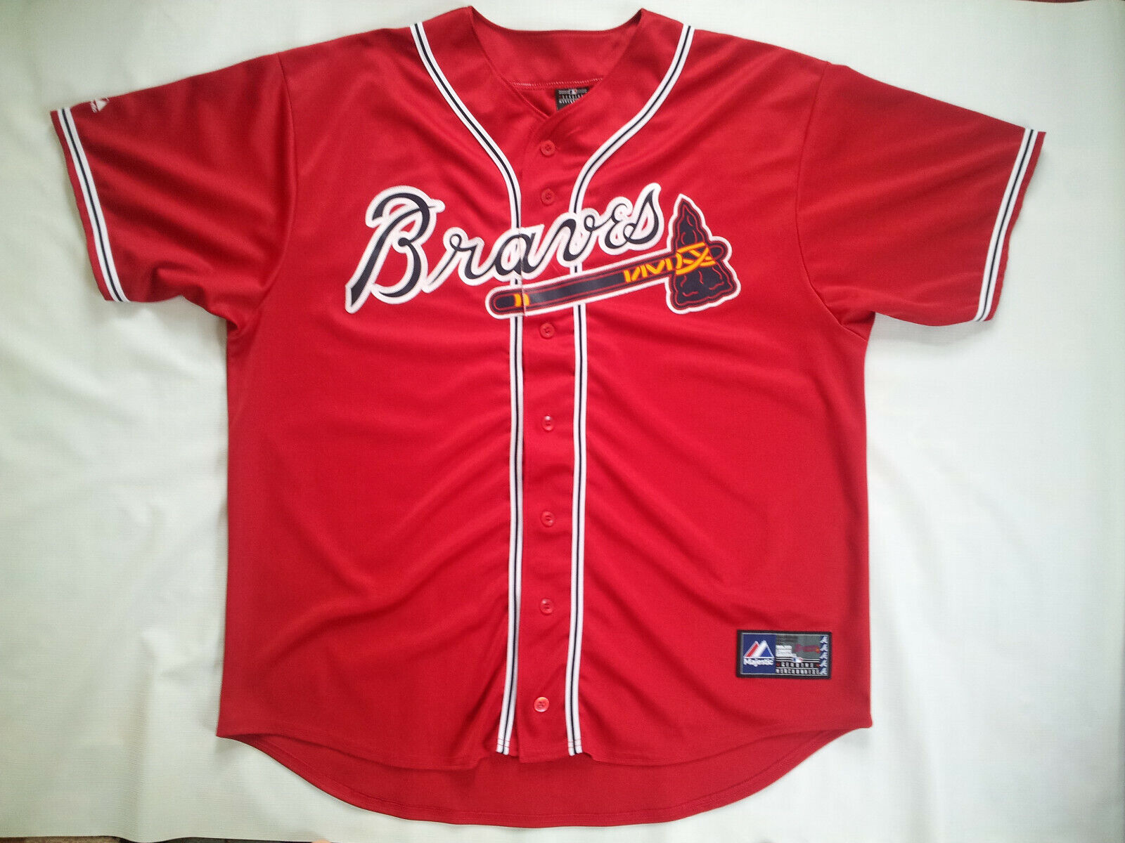 RARE MAJESTIC ATLANTA BRAVES RED BASEBALL JERSEY