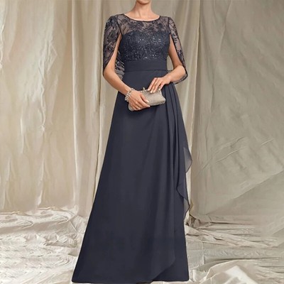 Mother Of The Bride Dress Appliques Prom Party Gowns 3/4 Sleeve Chiffon Custom