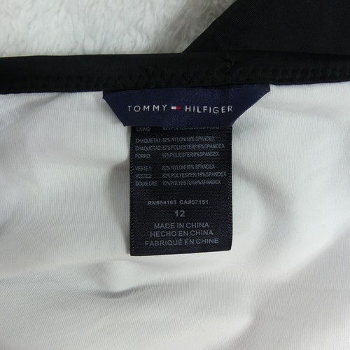 Tommy Hilfiger Swimsuit Womens 12 White Black One Piece Surplice UPF50 - Picture 3 of 15