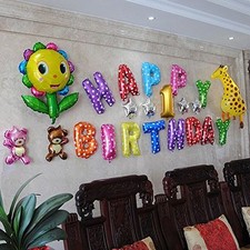 16" Happy Birthday Party Foil Balloons 13 Letters Colorful Reusable Decoration